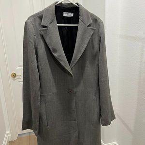 Mango three piece suit (pants, jacket and skirt) in heathered grey color